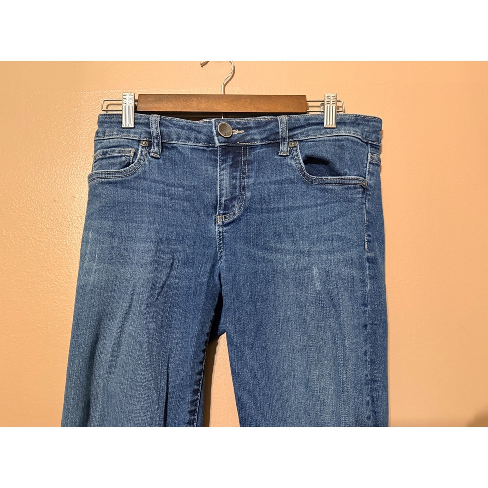 KUT from the Kloth 4 Blue Toothpick Skinny Jeans Distressed Cotton Blend Denim - Picture 2 of 8